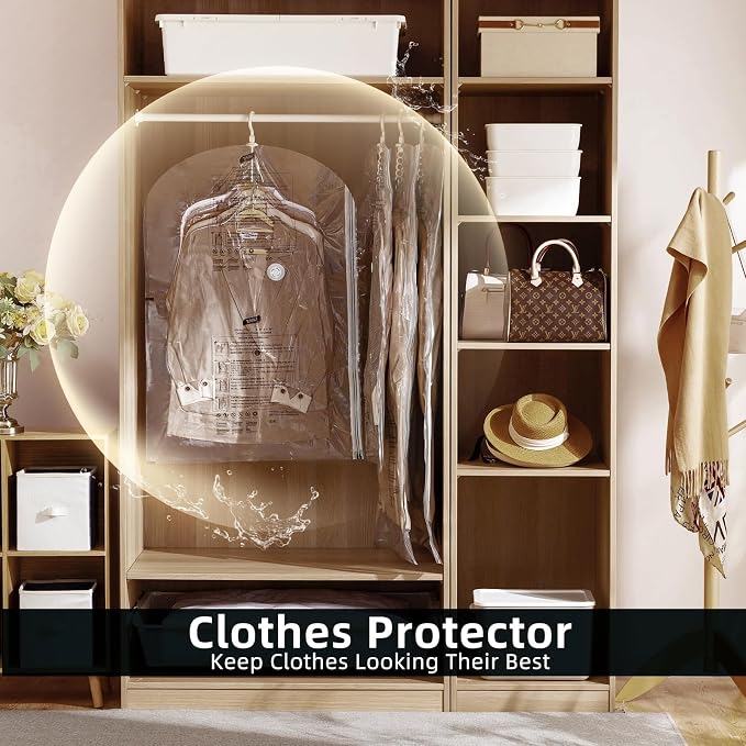 TAILI Hanging Vacuum Storage Bags Space Saver Bags, Vacuum Sealer Bags for Clothing, Suits and Jackets, Closet Organizers and Storage, (3 Long, 3 Short) Clear - Image 5
