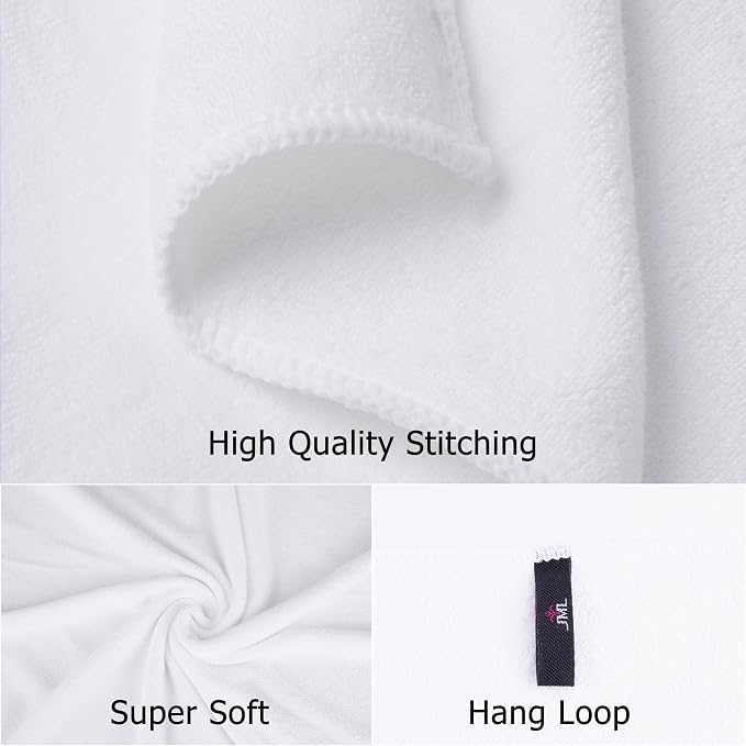 JML Microfiber Bath Towels Set, 6 Pack, 27" x 55" - Extra Soft, Absorbent and Fast Drying, Multipurpose White Microfiber Towel for Adult Men Women, Hair Wrap, Bath, Beach, Pool, Sports, Yoga, White - Image 7