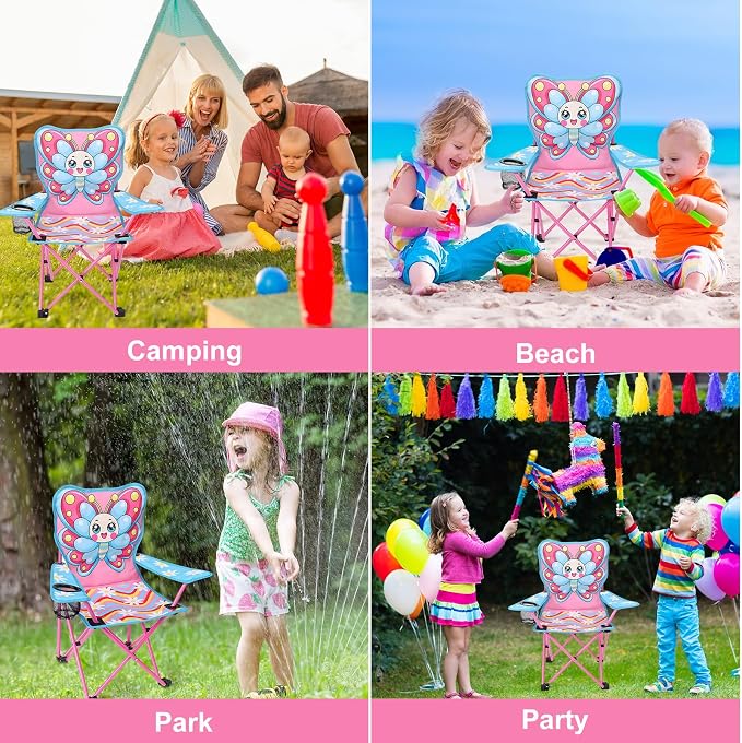 KABOER Kids Outdoor Folding Camping Chair with Cup Holder Carrying Bag | Portable Camping Chair for Beach Picnic Camping Travel Lawn Ages 3-10 - Image 7