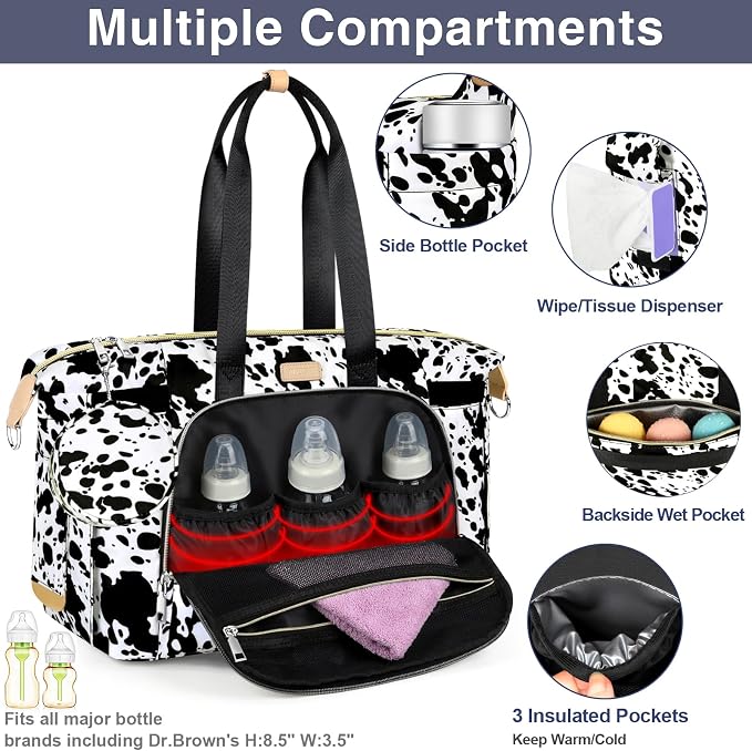 ITIEZY Diaper Bag Tote for Baby - Large Mommy Bag with Portable Changing Pad Pacifier Case, Hospital Bags Travel Baby Bag - Image 4