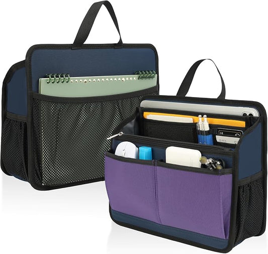 Small Rugged Organizer Insert for Briefcase Tote Shoulder Messenger Bag-19 Pockets,Padded Water-repellent Nylon-Mix by DELTAMANN