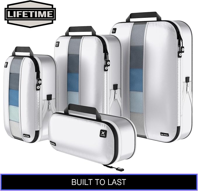 Premium Ultralight Compression Packing Cubes for Travel - Bag Factor Luggage Organizer Set (White - 5 Set) - Image 5