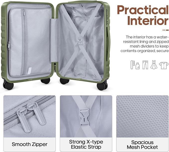 3 Piece Luggage Set, Durable ABS Hardshell Carry On Suitcase Set with Silent Spinner Wheels, YKK Zipper & TSA Lock, Lightweight Large Travel Checked Luggage,20/24/28 Inch - Image 2