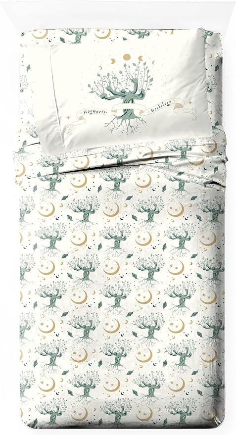 Jay Franco Kids Sheet Set with Fitted, Flat Sheets & Pillow Cover - Ultra-Soft Bedding with Pillowcase for Room Decor, White - Harry Potter, 3 Piece Twin by JayFranco