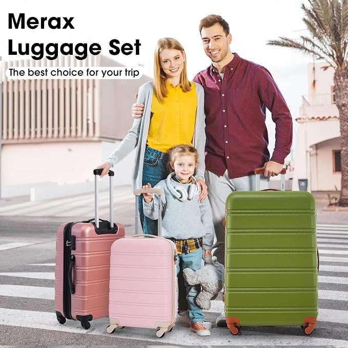 Merax Luggage Sets 2 Piece Suitcase Set 20/24 IN,Carry on Luggage and Travel Bag TSA Lock Expandable,Hard Case Luggage with Spinner Wheels,White Pink - Image 9