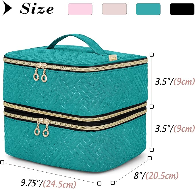 LUXJA Detachable 2 Layers Nail Polish Storage Case Holds 60 Bottles, Teal | Fits 15ml - 0.5 fl.oz Nail Polish Bottles, Tools Storage Pockets, Patented Design - Image 5