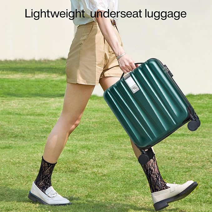 Hanke 16 Inch Underseat Carry on Luggage with Wheels,Small Hard Shell Suitcases for Weekender,Tsa Approved Lightweight Travel Luggage Suitcase for Womem Men,Blackish Green. - Image 9