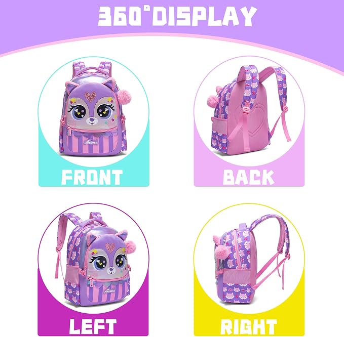 Backpacks for Girls School Bag Cute Girls Backpacks Ages 8-10 Kids Bookbag Set Travel Backpack for Preschool Kindergarten Elementary Students Backpack to School Supplies - Image 3
