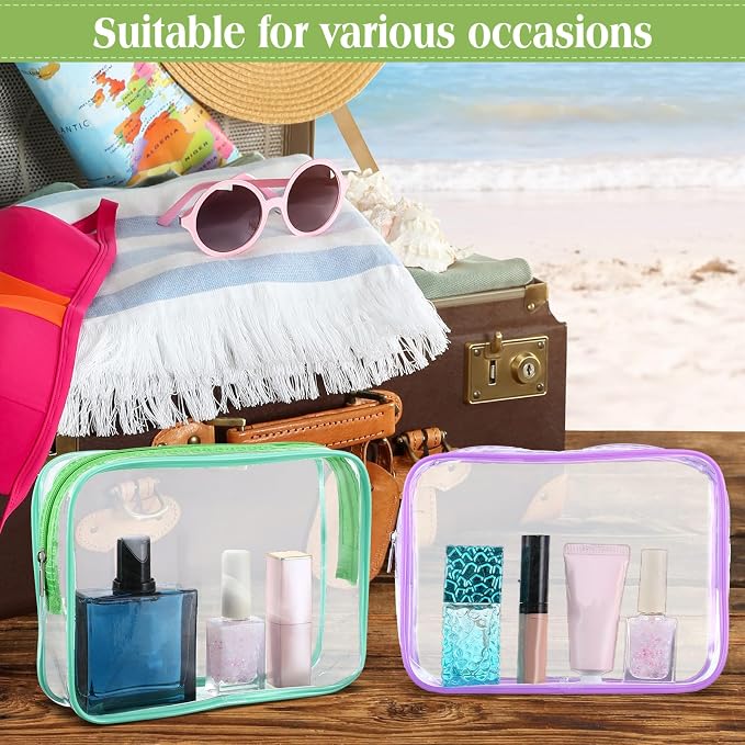 60 Pcs Clear Makeup Bags Bulk Travel Toiletry Bag 7 x 5.5 x 1.6 Inch PVC Zipper Pouch Waterproof Plastic Cosmetic Case Portable Organizer for Women Summer Bathroom (Multicolor) - Image 4