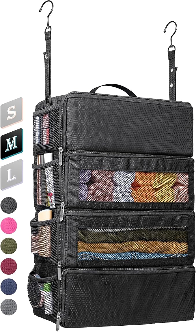 Suitcase Organizer, Travel Luggage Organizer Hanging Shelves Packing Cube Closet/Collapsible Portable Travel Organizer for Carry-on by Vokelater