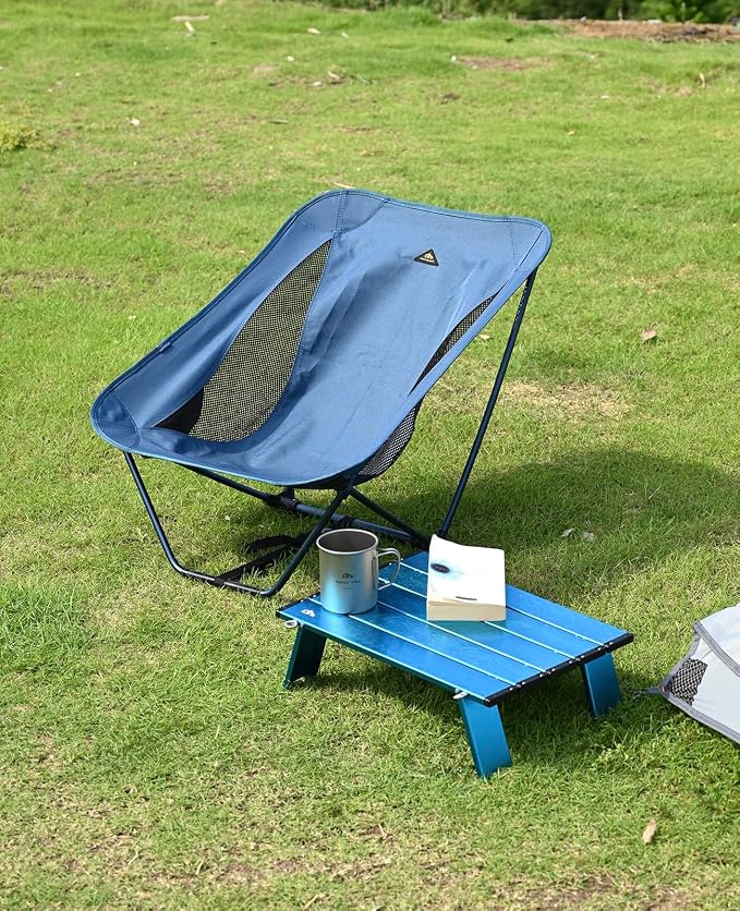 iClimb Ultralight Compact Mini Beach Picnic Folding Alu. Table with Carry Bag, Two Size (Blue - S) - Image 2