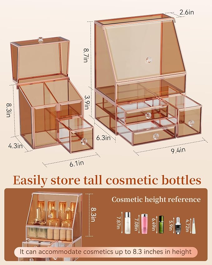 Youdepot Glass Makeup Storage for Vanity and Bathroom Countertop – Large Cosmetic Display Case and Skincare Storage Solution - Image 6