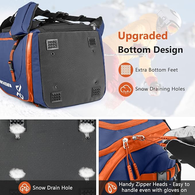 MORXPLOR Ski Boot Bag - 65L Padded, Waterproof Ski Travel Backpack for Gear & Accessories - Image 3
