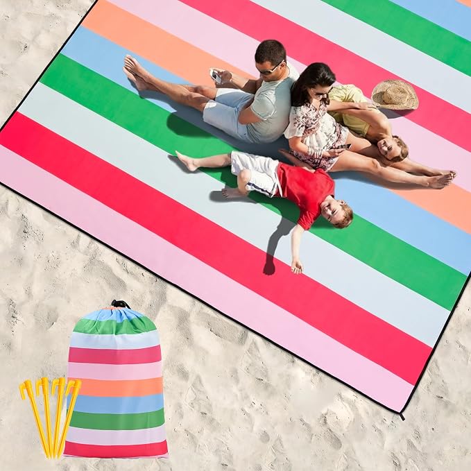 HIHOHO Beach Blanket Waterproof Sandproof Extra Large Beach Mat 79" X 83"/120"x108"for 1-8 Adults Quick Drying Durable Outdoor Picnic Mat for Beach Travel Camping Hiking - Image 6