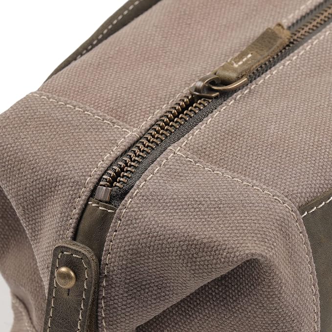 Londo Travel Toiletry Bag, Top-Grain Leather & Canvas Hanging Dopp Kit, Bathroom Case, & Makeup Organizer, Unisex - Image 5
