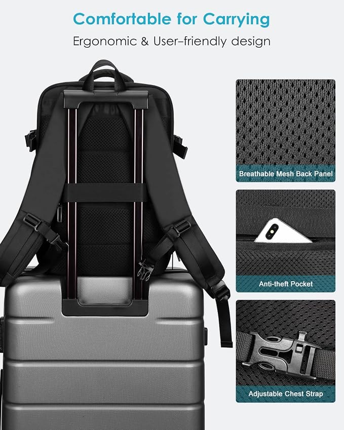 HOMIEE 40L Travel Backpack Expandable Carry on Backpack TSA Approved | Personal Item Backpack Fit 15.6 Inch Laptop, USB Charging Port, Waterproof Luggage Suitcase for Business Weekender - Image 6