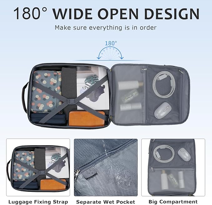 EMPSIGN 40L Travel Backpack for Women & Men | Airline Approved Carry On, TSA Personal Item Bag, Waterproof, Overnight Weekender Essentials, Fits 17" Laptop - Image 4