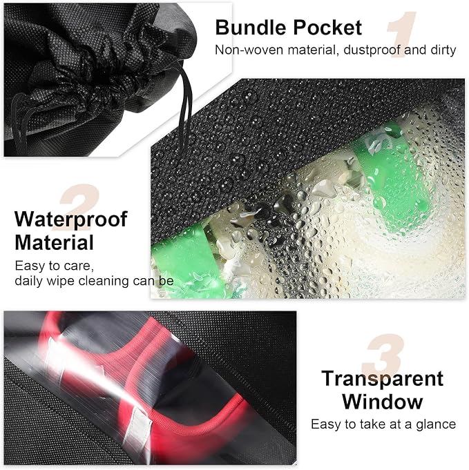 Shappy 50 Pcs Black Travel Shoe Bags Non Woven Packing Drawstring Sacks Clear Window Large Storage Pouch Organizer for Men Women - Image 7