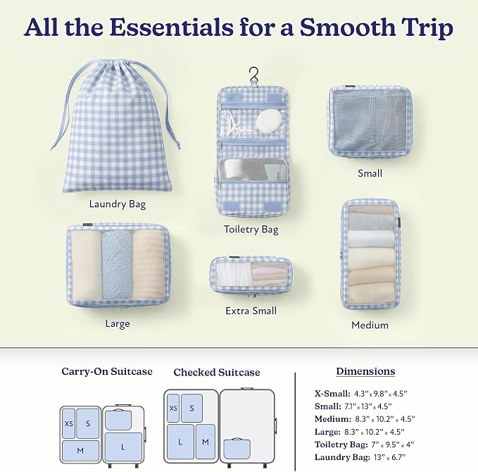 Vandel Space-Saving Compression Packing Cubes for Women with Hanging Toiletry Bag, Laundry Bag, Compressible Carry On Suit Case Organizer Luggage Packing Cubes for Travel Compression Organizer Bags - Image 3
