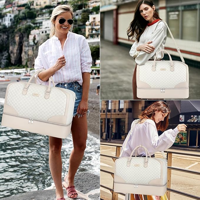 ITIEZY Weekender Overnight Bag for Women - Large Travel Duffel Bag with Shoe Compartment, Gym Duffel Bag Hospital Bag Carry On Tote Bags for Airplanes with Crossbody Bag Toiletry Bag 3Pcs Set - Image 3