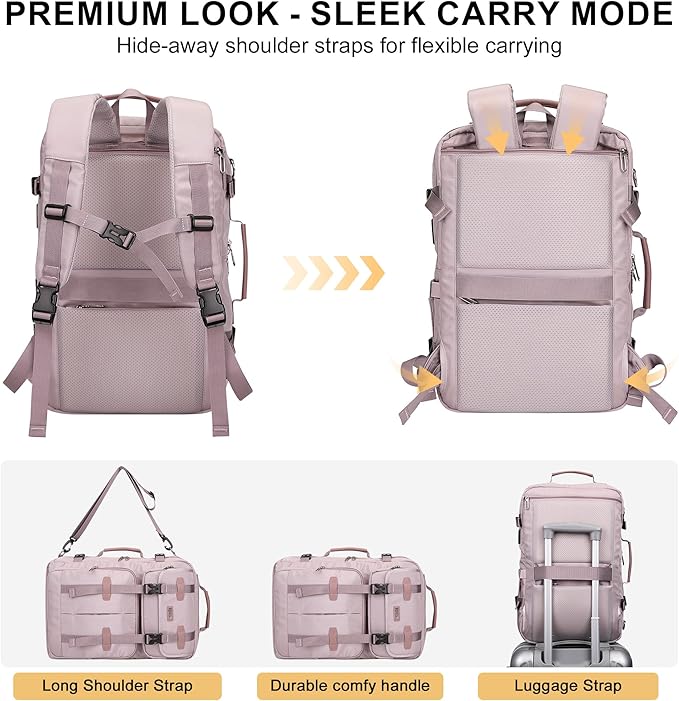 PIJUSHI Travel Backpack for Women, 3-In-1 Convertible Bag with Multi-Pocket | Carry On Luggage Duffle with 16" Laptop Compartment, Anti-Theft Back Pocket, USB Port for Daily, Airport - Image 3