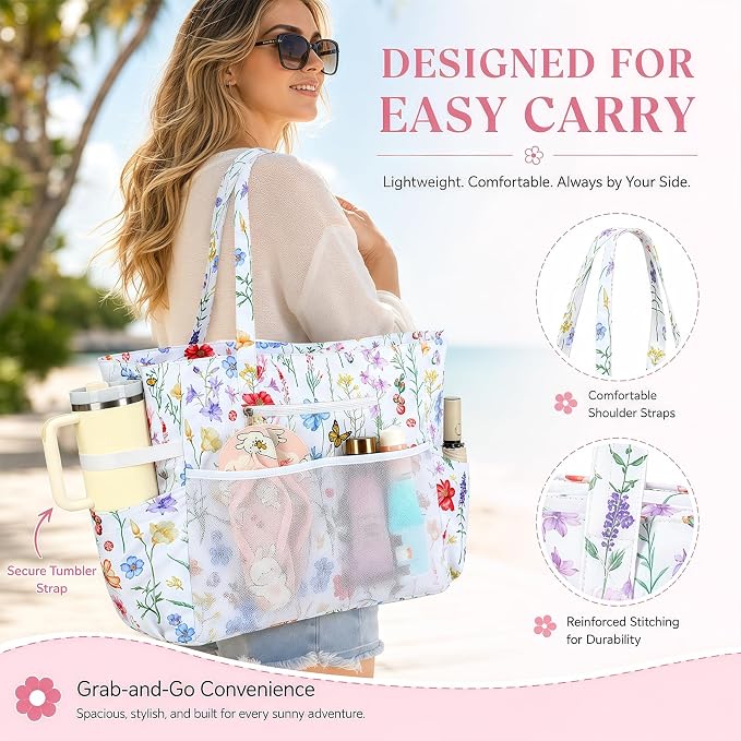 Bluboon Waterproof Beach Tote Pool Bags for Women Ladies Extra Large Carry On Bag With Wet Compartment for Weekender Travel - Image 5