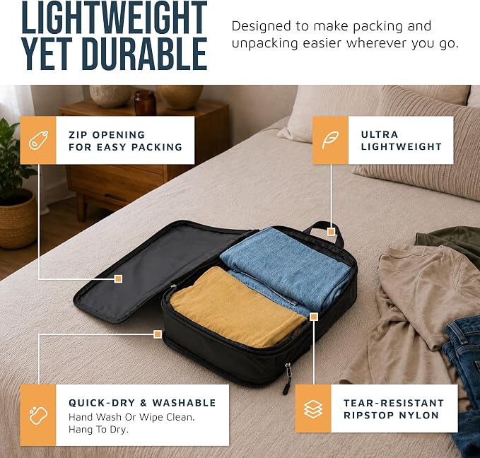 Large Compression Packing Cubes for Travel-Packing Cube Luggage Organizers 7 Piece Set for Checked Luggage-Ultralight, Expandable/Compression Bags by TRIPPED Travel Gear (Black) - Image 3