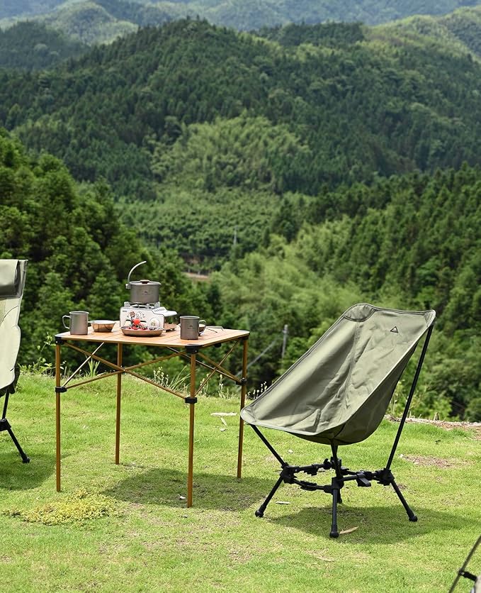 iClimb Lightweight Stable Alu. Folding Square Table Roll Up Top with Carry Bag for Camping Picnic Backyards BBQ Camp Kitchen (Silver, L) - Image 4