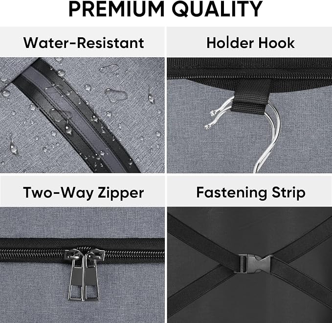 BALEINE Travel Garment Bag, Travel Suit Bag for Men, Water Resistant Carry on Garment Bag for Hanging Clothes, Garment Duffel Bag for Travel Business (Grey, 42") - Image 2