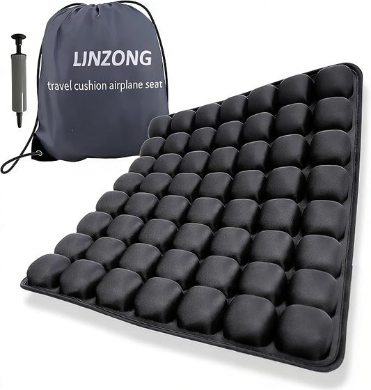 Travel Cushion Airplane Seat,Plane Seat Cushion for Long Flights,Portable Inflatable Seat Cushion for Air Travel,Office,Car and Wheelchair,Comes with Air Pump and Storage Bag by LinZong