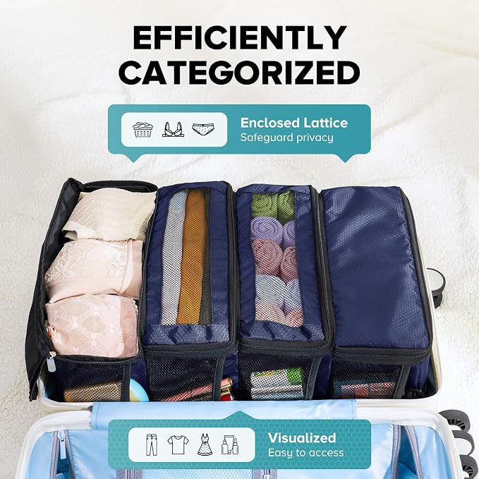 Suitcase Organizer, Travel Luggage Organizer Hanging Shelves Packing Cube Closet/Collapsible Portable Travel Organizer for Carry-on - Image 3