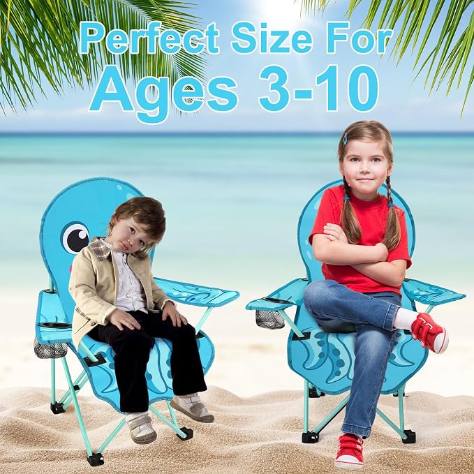 KABOER Kids Outdoor Folding Camping Chair with Cup Holder Carrying Bag | Portable Camping Chair for Beach Picnic Camping Travel Lawn Ages 3-10 - Image 7