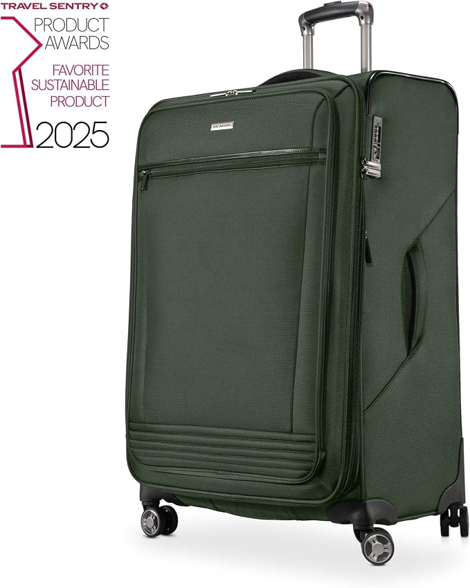 Ricardo Beverly Hills Avalon Softside 3-Piece Luggage Set Made with Sustainable 100% Recycled PET (rPET), Lightweight, Eco-Friendly Travel, Expandable, Dual Spinner Wheels, Juniper Green - Image 2