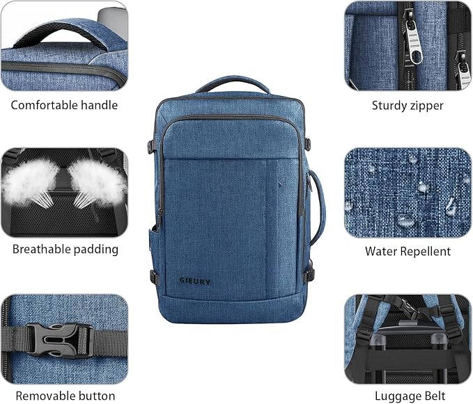 55L Extra Large Travel Backpack for Men & Women, 60L Expandable Big Capacity For Airplanes, Travel Gifts for Men Women, Carry On Backpack Fits 18.4 Inch Laptop, Luggage Suitcase Daypack Bag, Blue - Image 3