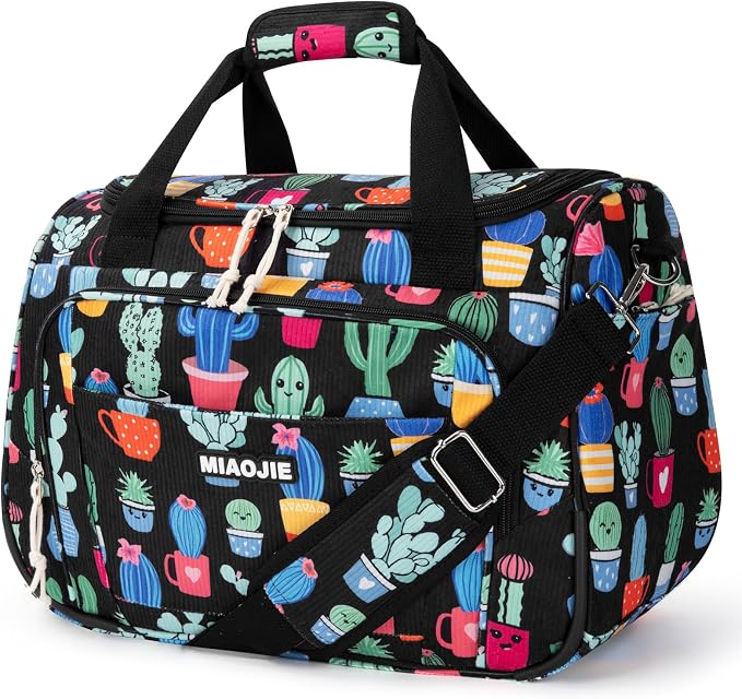 Underseat Carry On Luggage Lightweight Travel Tote Weekender Bag Overnight Duffle Bag for Travel, Travel Essentials Personal Item Travel Bag for Women, Corduroy Cactus-16Inch by MIAOJIE