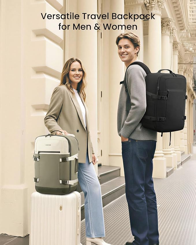 LOVEVOOK 40L Travel Backpack for Women & Men, Airline Approved Carry On Backpack with 3 Packing Cubes, TSA Personal Item Bag, Waterproof Weekender Overnight Backpack Fits 17" Laptop - Image 2