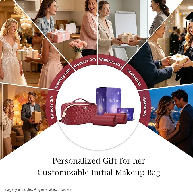 Travel Makeup Bags Cosmetic Organizer: 3Pcs Set Puffy Make up Bag for Women | Red Premium Quilted ELEGANCE Design | Large Capacity Leather Toiletry Bags | Wide Open Compact Case for Travel Essentials - Image 8