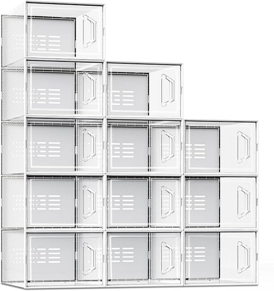 SEE SPRING X-Large Shoe Storage Box Fit Size 11, Clear Plastic Stackable Shoe Organizer for Closet, Space Saving Sneaker Shoe Rack Containers Bins Holders for Entryway, 12 Pack Clear by SEESPRING