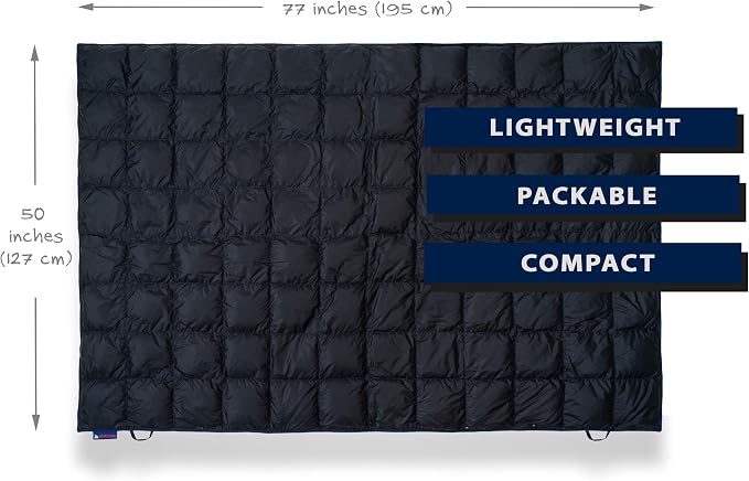 Get Out Gear Down Camping Blanket - Puffy, Packable, Lightweight and Warm | Ideal for Outdoors, Travel, Stadium, Festivals, Beach, Hammock | 650 Fill Power Water-Resistant Backpacking Quilt - Image 4