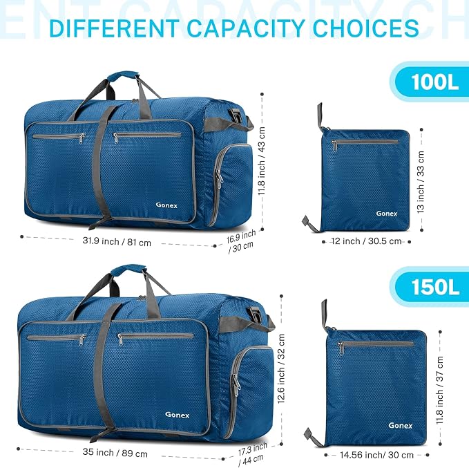 Gonex 100L Foldable Travel Duffel Bag with Compression Packing Cubes - Image 4