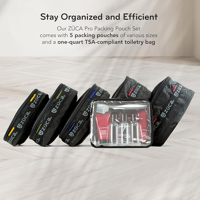 ZUCA Pro - Black Standard Packing Utility Pouch Set - Durable, Spacious Cosmetic Storage Solution, Clear TSA Approved Toiletry Bag For Travel & Professional Use - Image 2