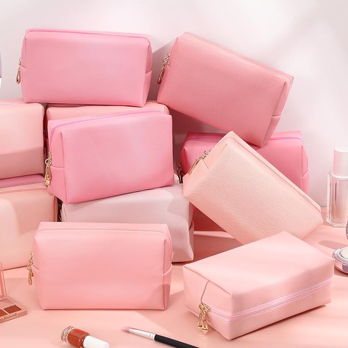 Kigeli Aesthetic Makeup Bags PU Leather Cosmetic Pouches Waterproof Plain Toiletry Bags Makeup Pouches Bulk for Women Party Gift Travel Storage Organizer(Pink Series,7.1 x 2.8 x 4.3 in) - Image 6