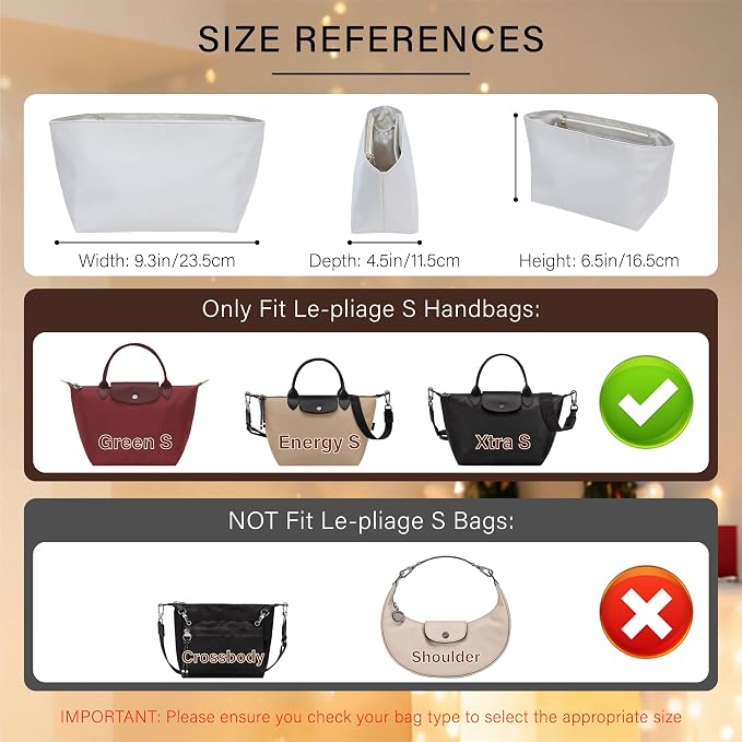 Soft Nylon Purse Organizer Insert for Longchamp Le Pliage Energy S Handbag,Lightweight Luxury Long Champ Small Handbag with Cup Holder,Zipper Bags Inner Linner with 7 Deepened Pockets,S/Beige - Image 2