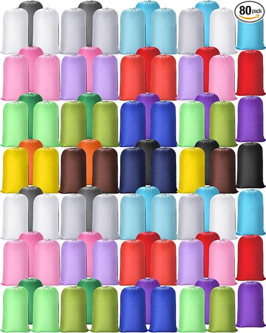 Sanwuta 80 Pcs 38" x 24" Large Laundry Bags Bulk Travel Laundry Bags with Drawstring Closure Lock Washable Heavy Duty for Dirty Clothe Camping College Dorm Apartment (Multicolor) by Sanwuta