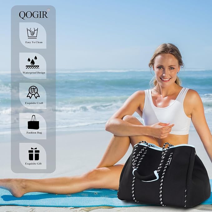 QOGiR Neoprene Multipurpose Beach Bag Tote with Inner Zipper Pocket … … … … - Image 3