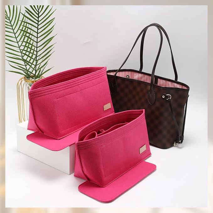 Purse Organizer Insert with Base Shaper Compatible with Neverfull PM Speedy 30 and More, Bag Organizer for Luxury Tote Handbags, Rose/M - Image 4