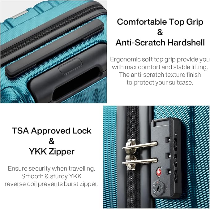 Hanke 14 Inch Underseat Carry On Luggage with Wheels Hard Shell Suitcases Carry On Bag Lightweight Small Mini Suitcase Tsa Luggage for Travel. Caribbean Blue. - Image 6