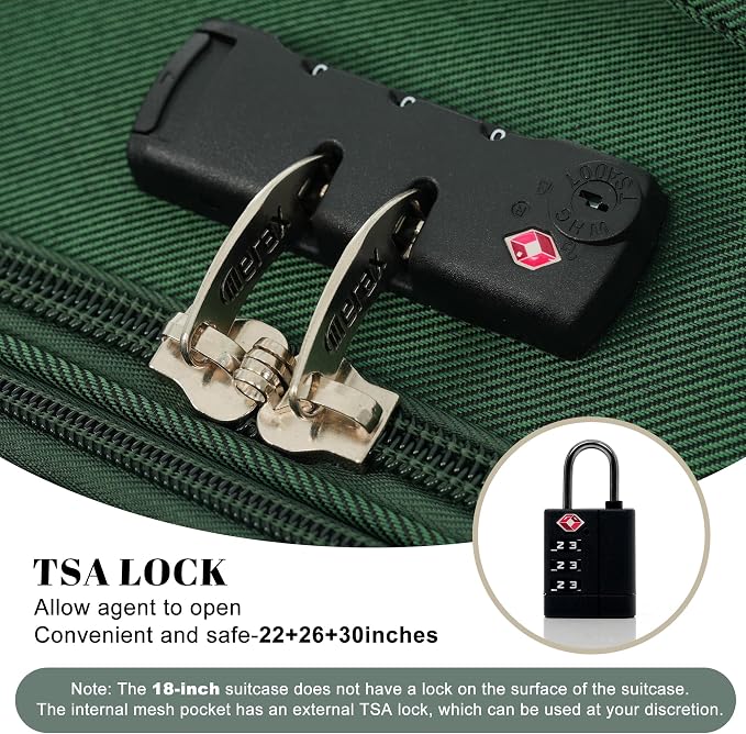 Merax 4-Piece Expandable Luggage Set,Softside Suitcase,Dark Green | 18" 22" 26" 30" Lightweight Luggage with Spinner Wheels,Suitcase Set with TSA Lock,Front Pocket & Interior Organization - Image 5