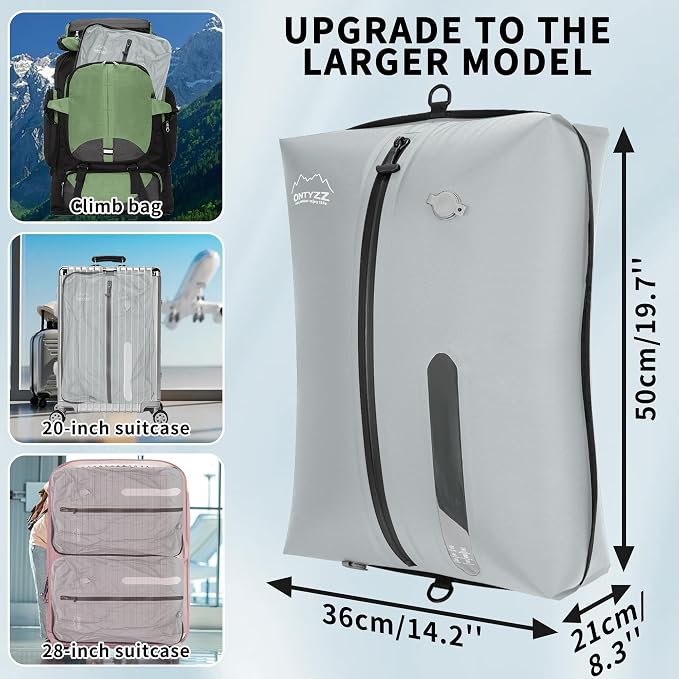 ONTYZZ Vacuum Bags for Travel, IPX8 Waterproof Vacuum Bags, Space Saver for Luggage/Camping/Home Storage (2 Pack NO Pump-Grey) - Image 2