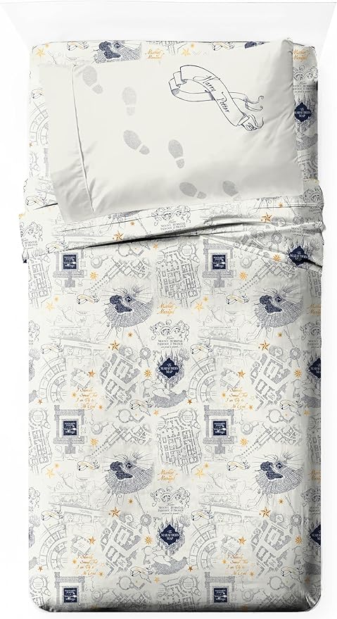 Jay Franco Kids Sheet Set with Fitted, Flat Sheets & Pillow Cover - Ultra-Soft Bedding with Pillowcase for Room Decor, Beige - Harry Potter, 3 Piece Twin by JayFranco